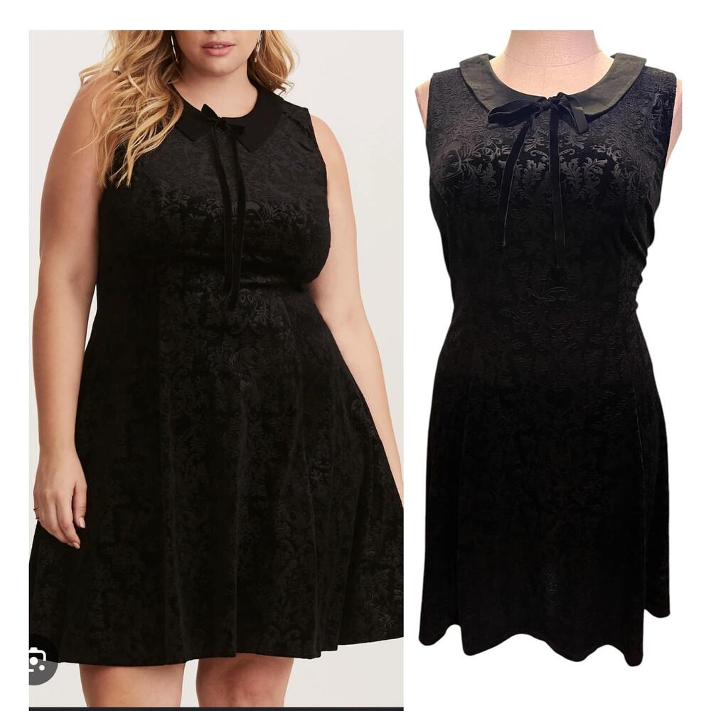 Torrid 18 Disney Villains Black Velvet Damask Embossed Punk Gothic Party Dress